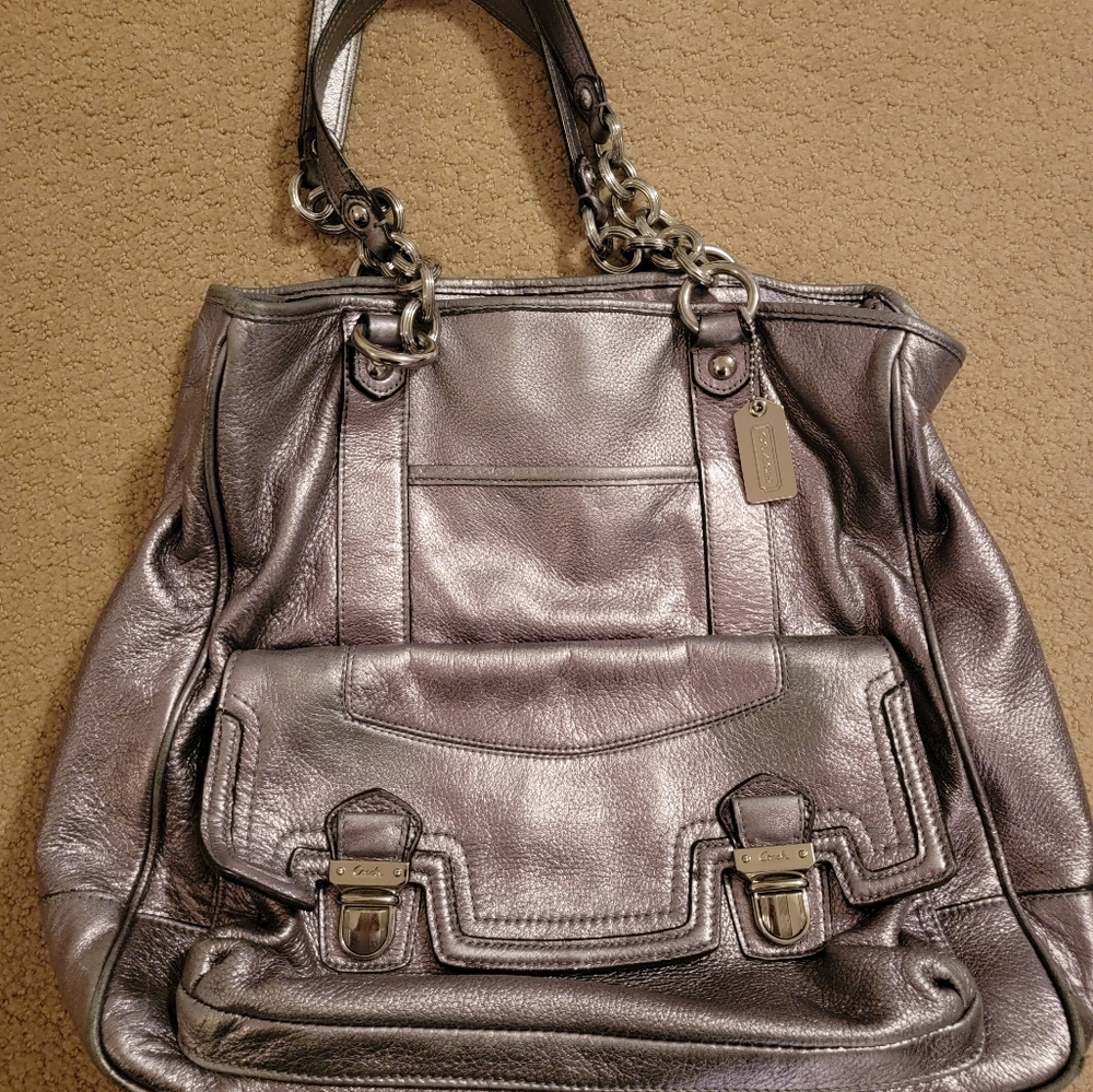 Vintage Coach North South Push Lock Large Tote quality shoulder bag